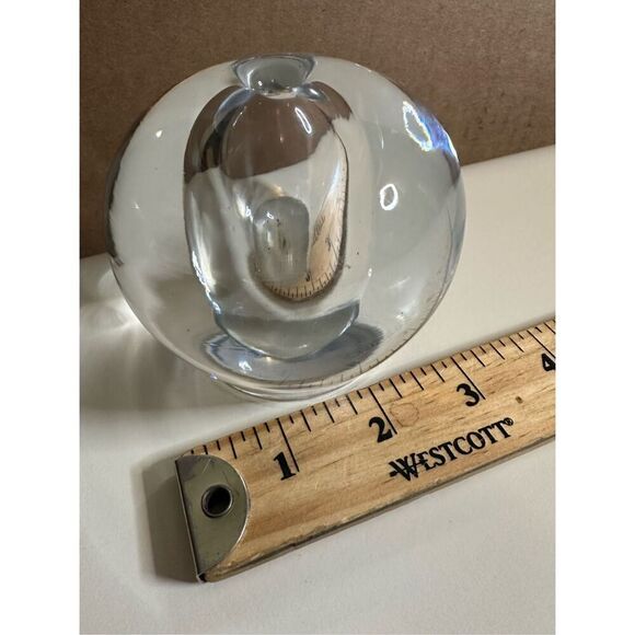 Crystal Glass Bud Vase Vintage Hand Blown Ball Thick Paper Weight Heavy 2.5” - Picture 9 of 9